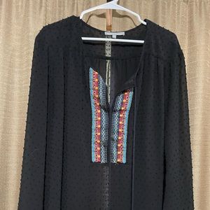 Ladies black blouse with embroider detailing